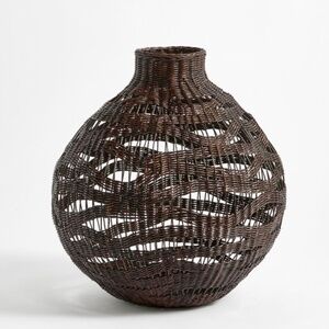 NWT Pottery Barn Cordova Woven Vase Dark Brown